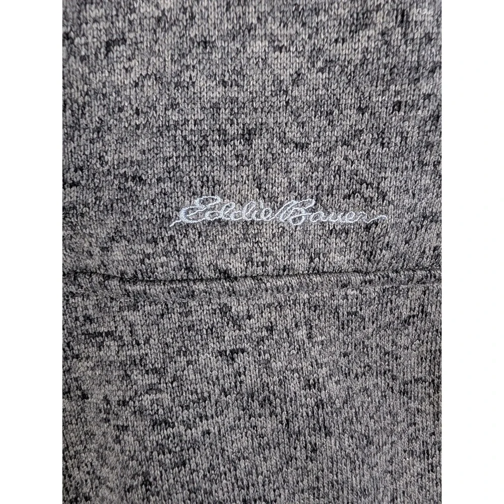 Eddie Bauer Mens Fleece Sweater M Snap Button 1/4 Zip Pullover Heather Charcoal